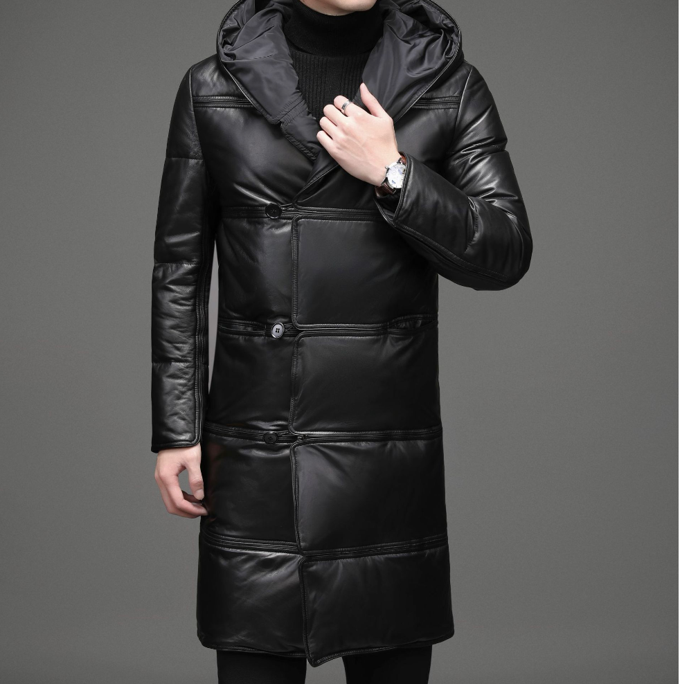 LUXO MEN'S LEATHER & DOWN COAT